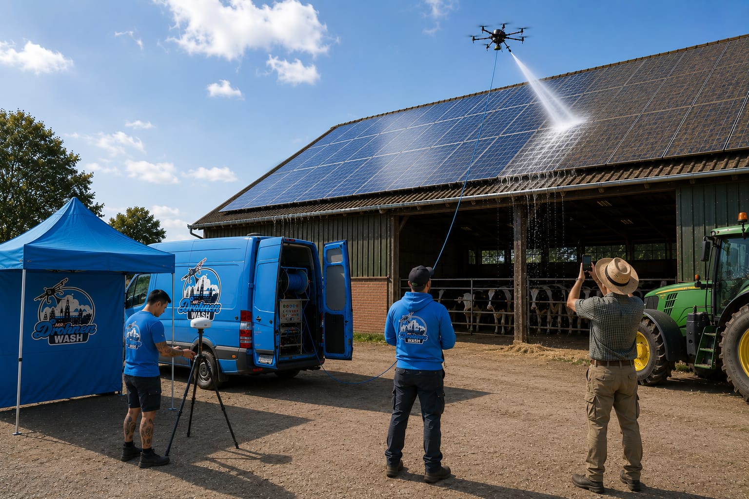Solaranlage auf Bauernhof per Drohne